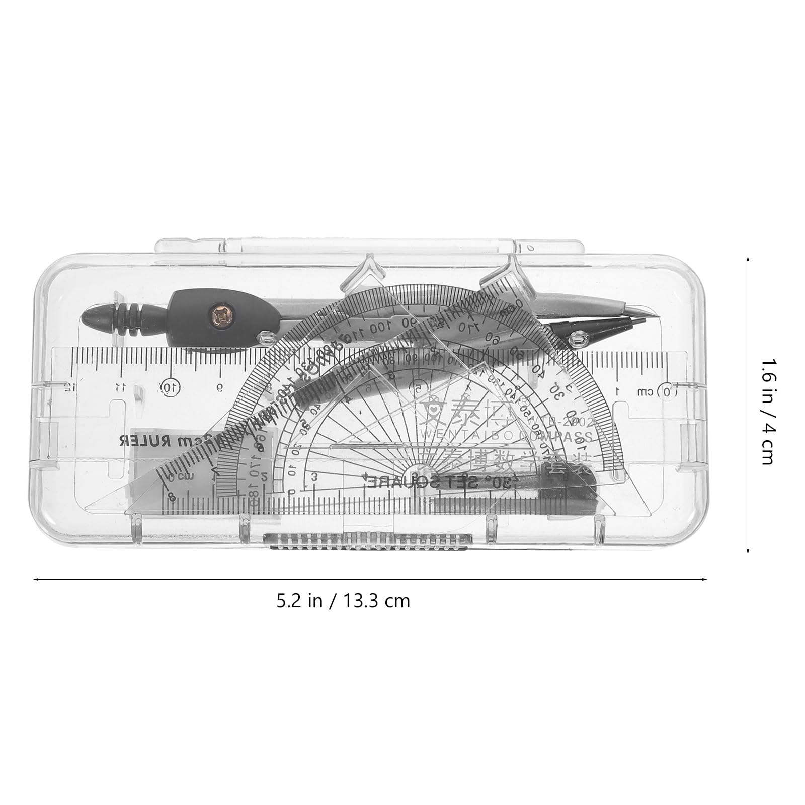 Mathe-Set, Winkelmesser-Set mit Radiergummi, Lineal-Set, transparentem Winkelmesser-Set und Mathe-Zirkel, mit Minennachfüllungen, Zeichenkompass for Geometrie-Set, Zeichenwerkzeug-Set for Schüler, Kom
