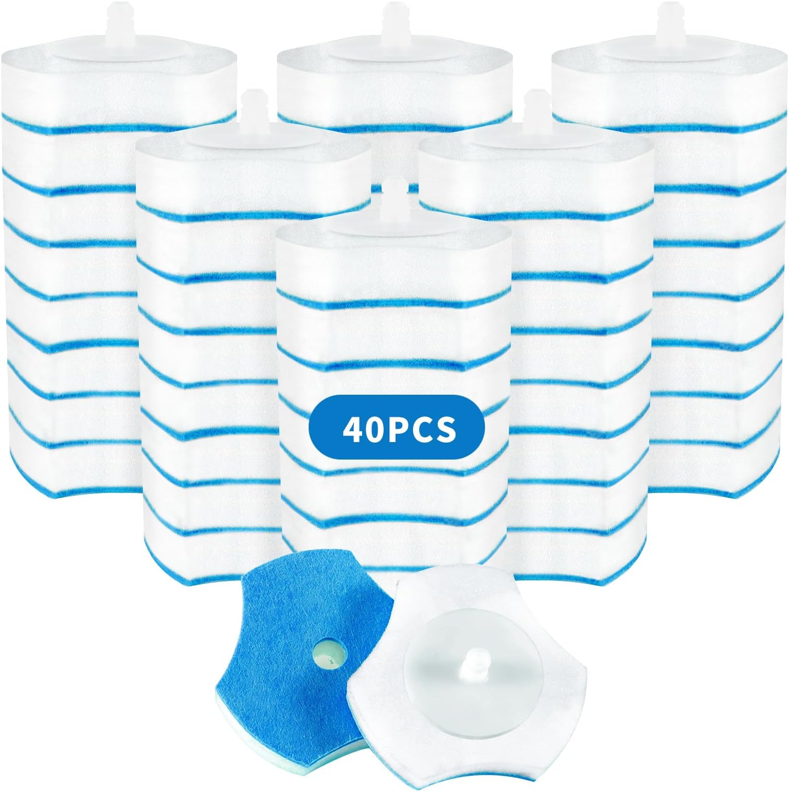 Disposable Toilet Bowl Wand Refills 【Not Suitable for CLORX and Other Wand】, 40 Count Upgraded Material Toilet Brush Refills【Special Wand 】