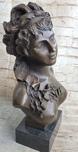 Vista 4 de EUROPEAN BRONZE Estatua de busto de bronce desnudo femenino victoriano europeo americano escultura mujer niña obra de arte brillante regalo