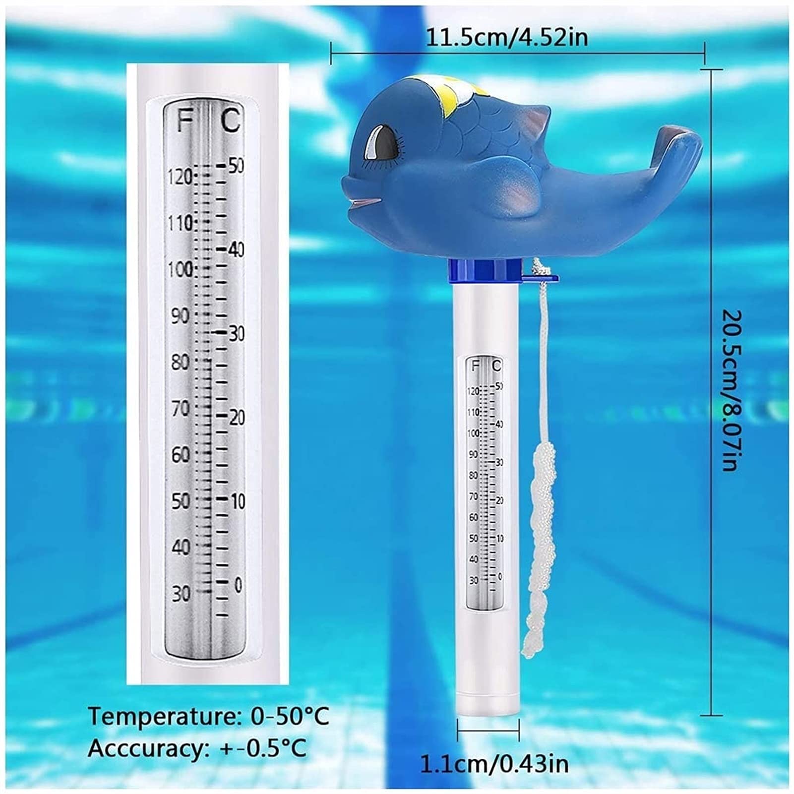 1 STÜCK Digital Pool Thermometer, Thermometer Wassertemperatur Meter Nice Für die Prüfung der Temperatur(Whale)