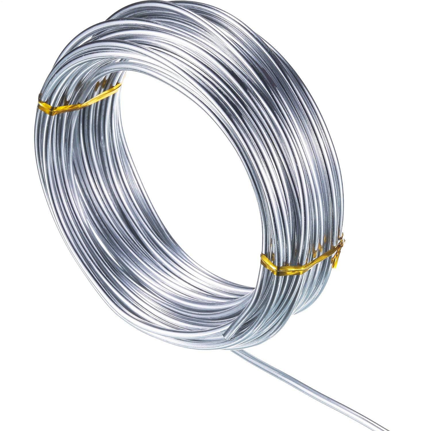 Bendable Aluminum Wire - 12 Gauge 2mm Thick Craft Wire, Jewelry Sculpting Floral Armature Weaving And Wrapping | Metal Wires For Modelling Bonsai Skeleton DIY Projects And Creative Crafting