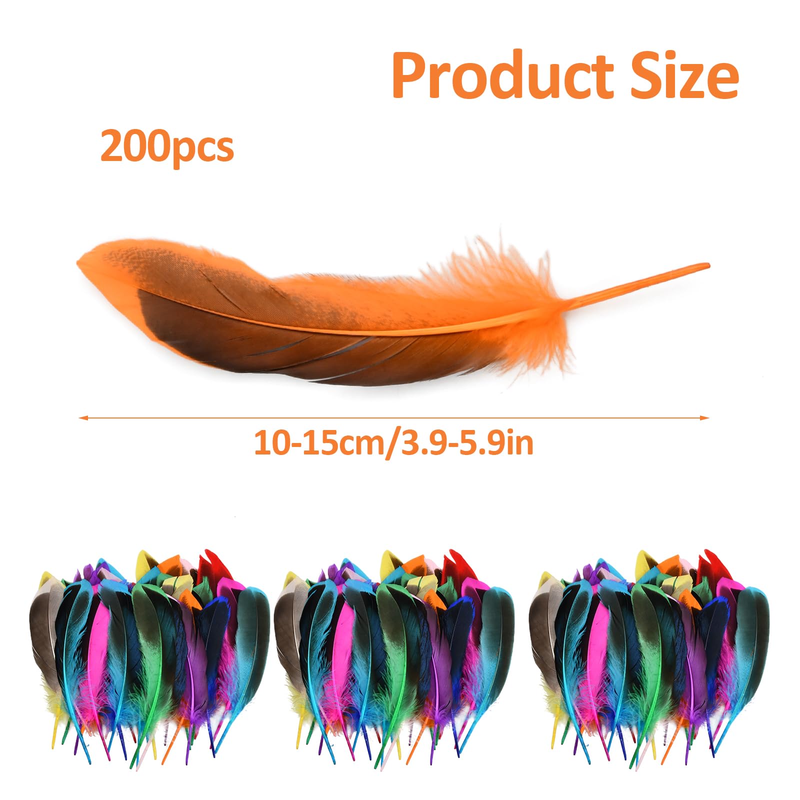200 Piume Colorate Per Lavoretti - Decorazioni Per Carnevale, Fai Da Te, Festive - Foto 2