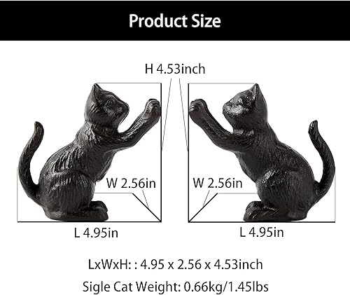 Miniatura 2 de Denique Sujetalibros decorativos para gatos, bonitos extremos para libros, sujetalibros para estantes, tapón único de hierro fundido para libros
