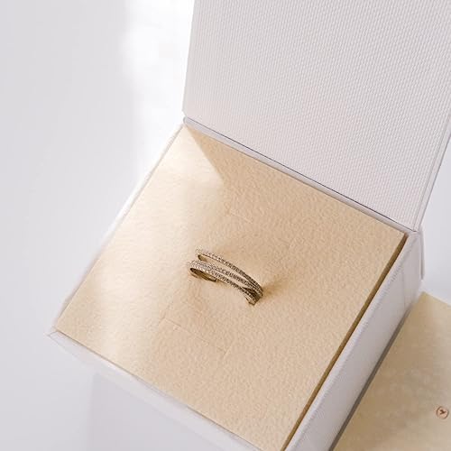 Miniatura 6 de espere Anillo de tres bandas delicado chapado en rodio de plata esterlina Anillo de eternidad triple de circonita cúbica para mujeres Alianza de