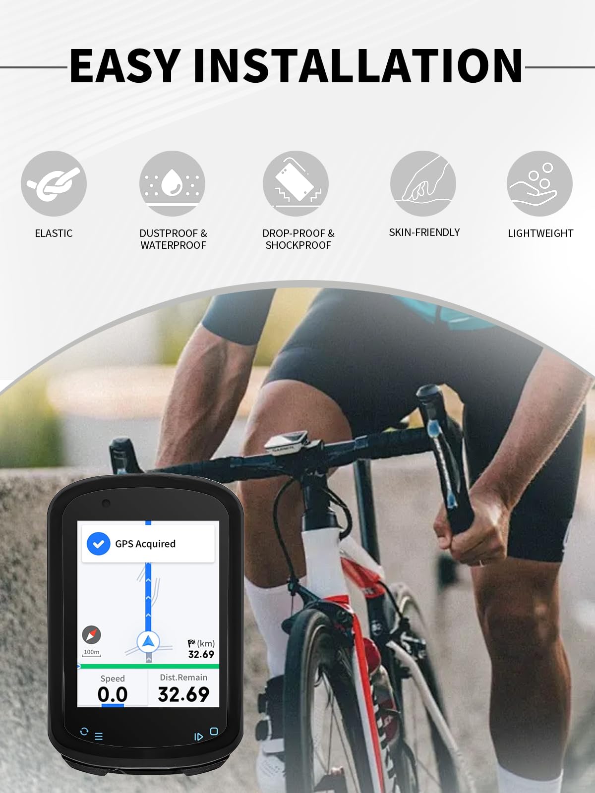 Pokrowiec na komputer rowerowy Geoid CC600 GPS, silikonowe etui ochronne z miękkim ochraniaczem ekranu - odporne na wstrząsy, przyjazne dla skóry i wodoodporne dla zwiększonej trwałości, czarny