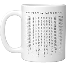 Born To Debug Forced To Code - Funny Minimalist Programmer Ceramic Mug, White, 11oz