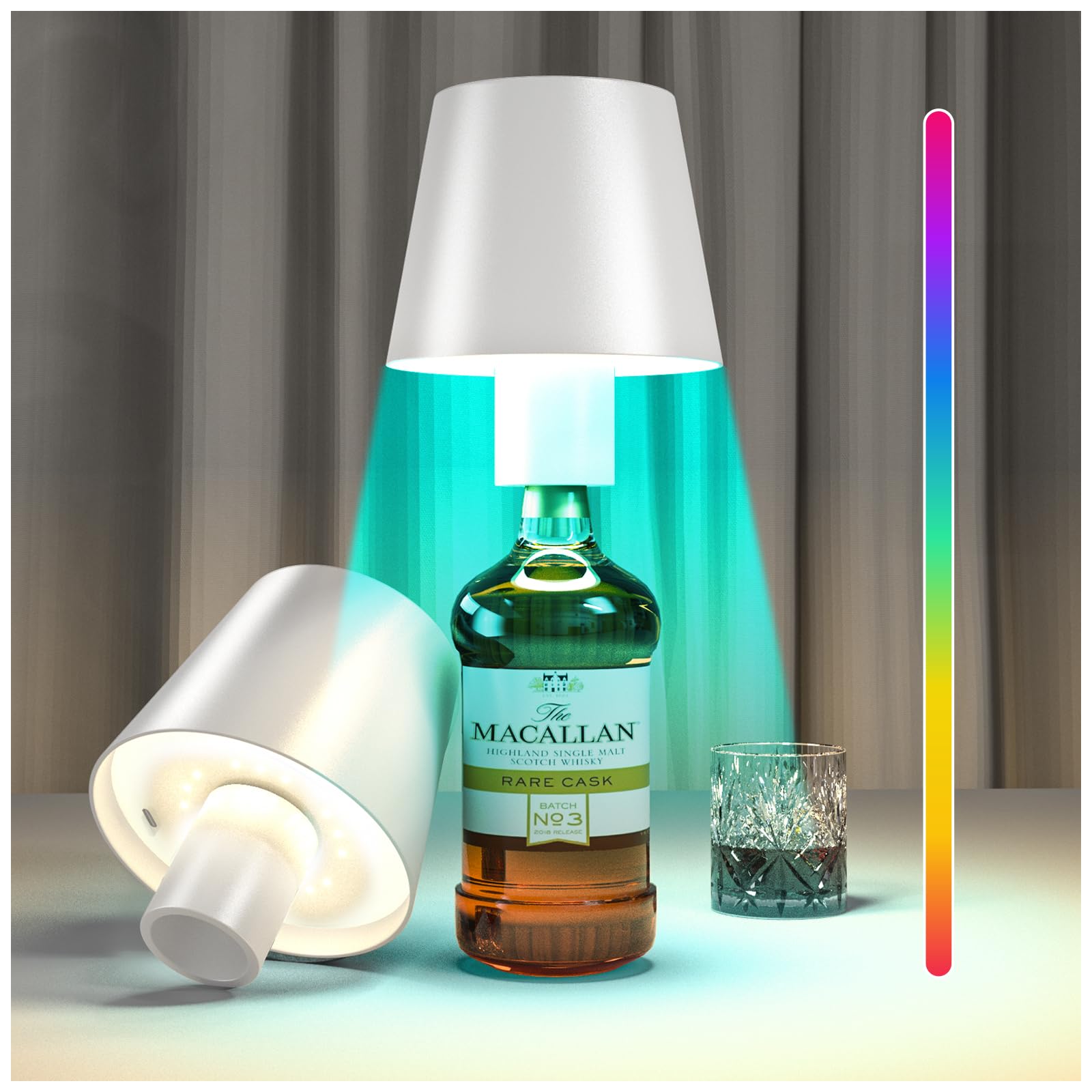 Paralume Per Bottiglia Wireless Ricaricabile USB – Luce A LED Con 3 Tonalità, Touch, Batteria 1000 MAh, Per Bottiglie Di Vino