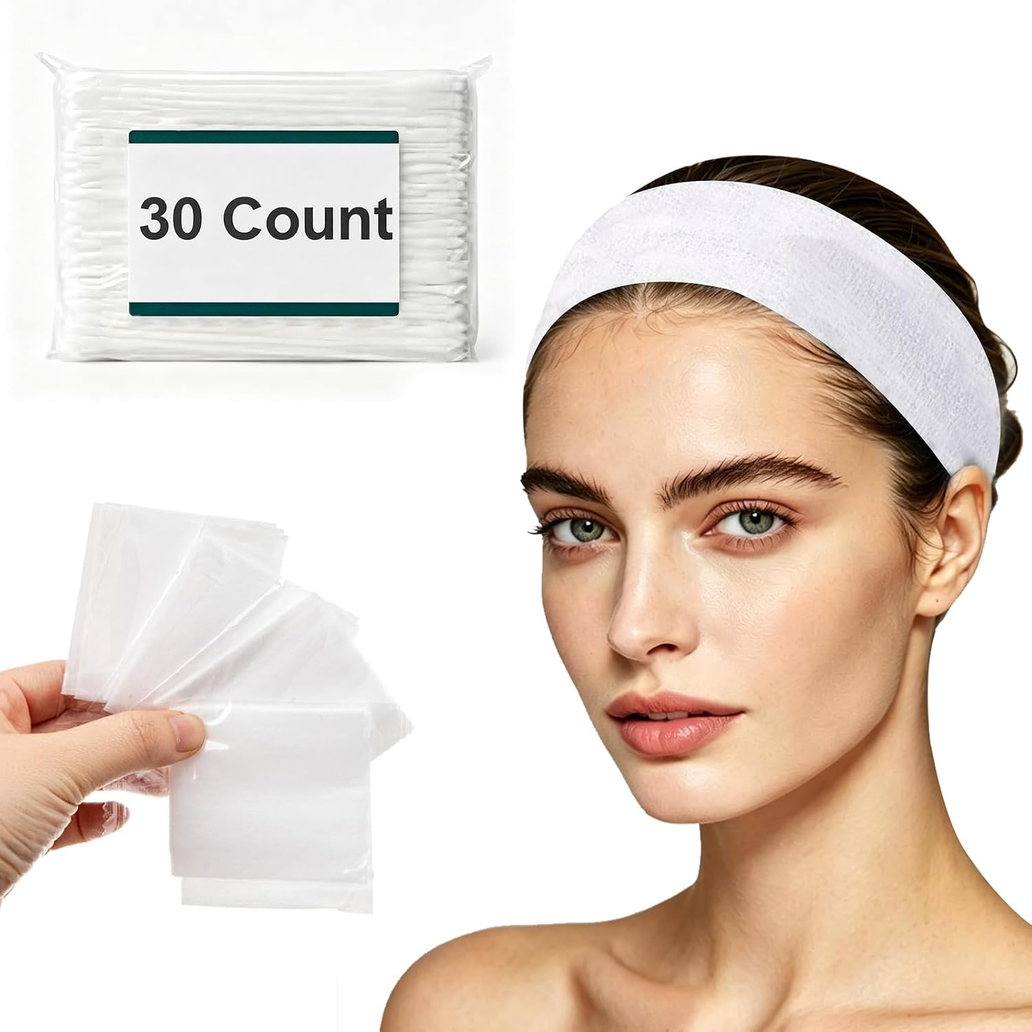 30 Pcs Disposable Spa Headbands - Non-Woven Skincare Supplies