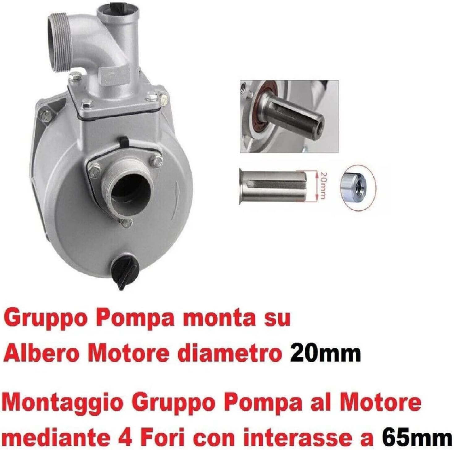 Gruppo pompa da 3"pollici per Motopompa WX-WP20, GX140 GX160, GX200, 168F ecc. per pompa autoadescante acque reflue,completo di Raccordi