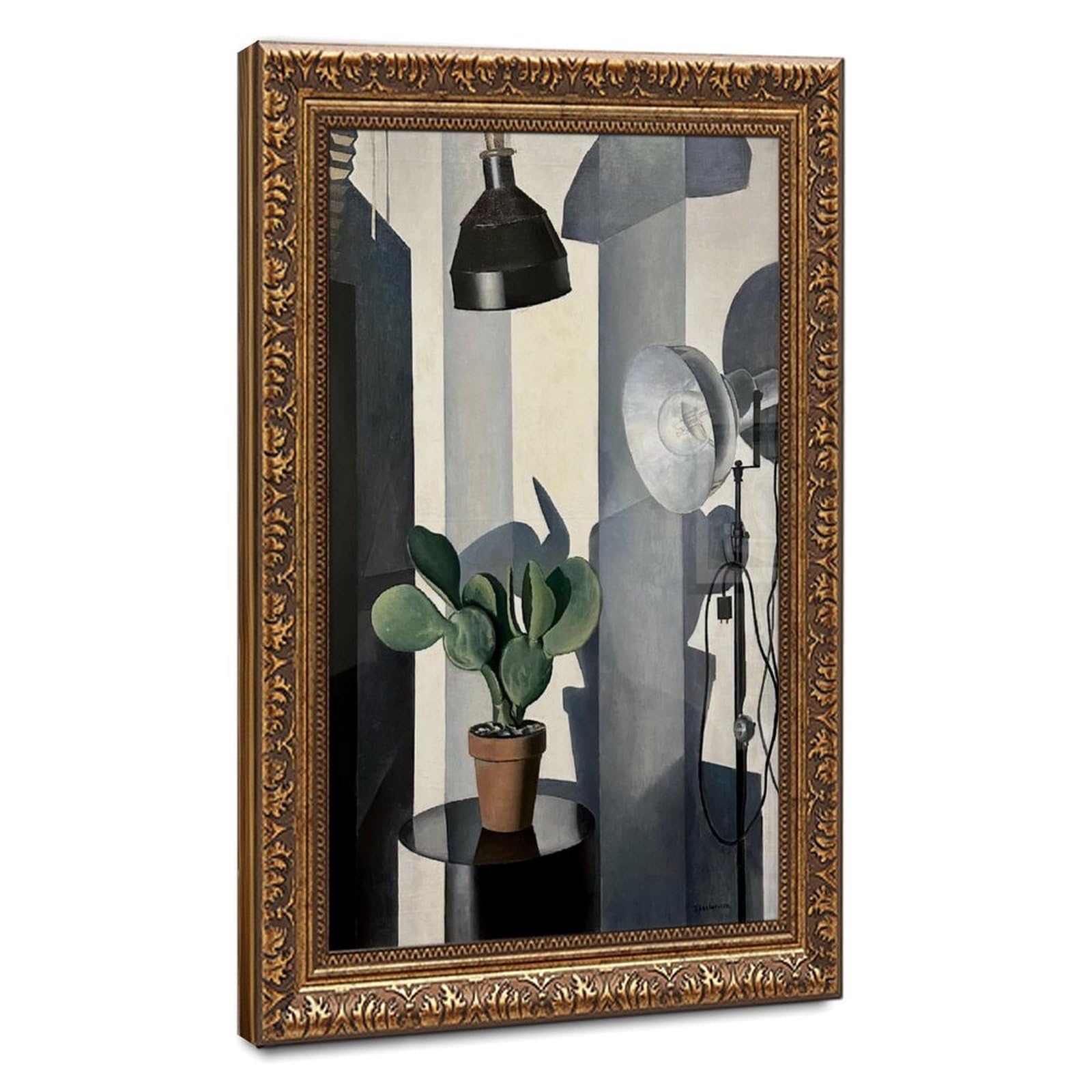 WCYB Charles Sheeler Cactus Print Modernist Still Life Art Posters Prints Canvas Deco Paintings Wall Art Hangable Frame 12" L X 18" W
