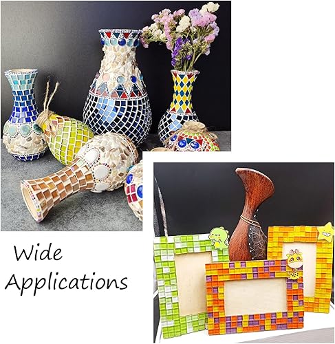 Miniatura 4 de Pandahall - 400 unidades de cabujones de mosaico de vidrio de 0.394 x 0.157 in, azulejos de mosaico cuadrados azules, cuentas de cabujones de vidrio