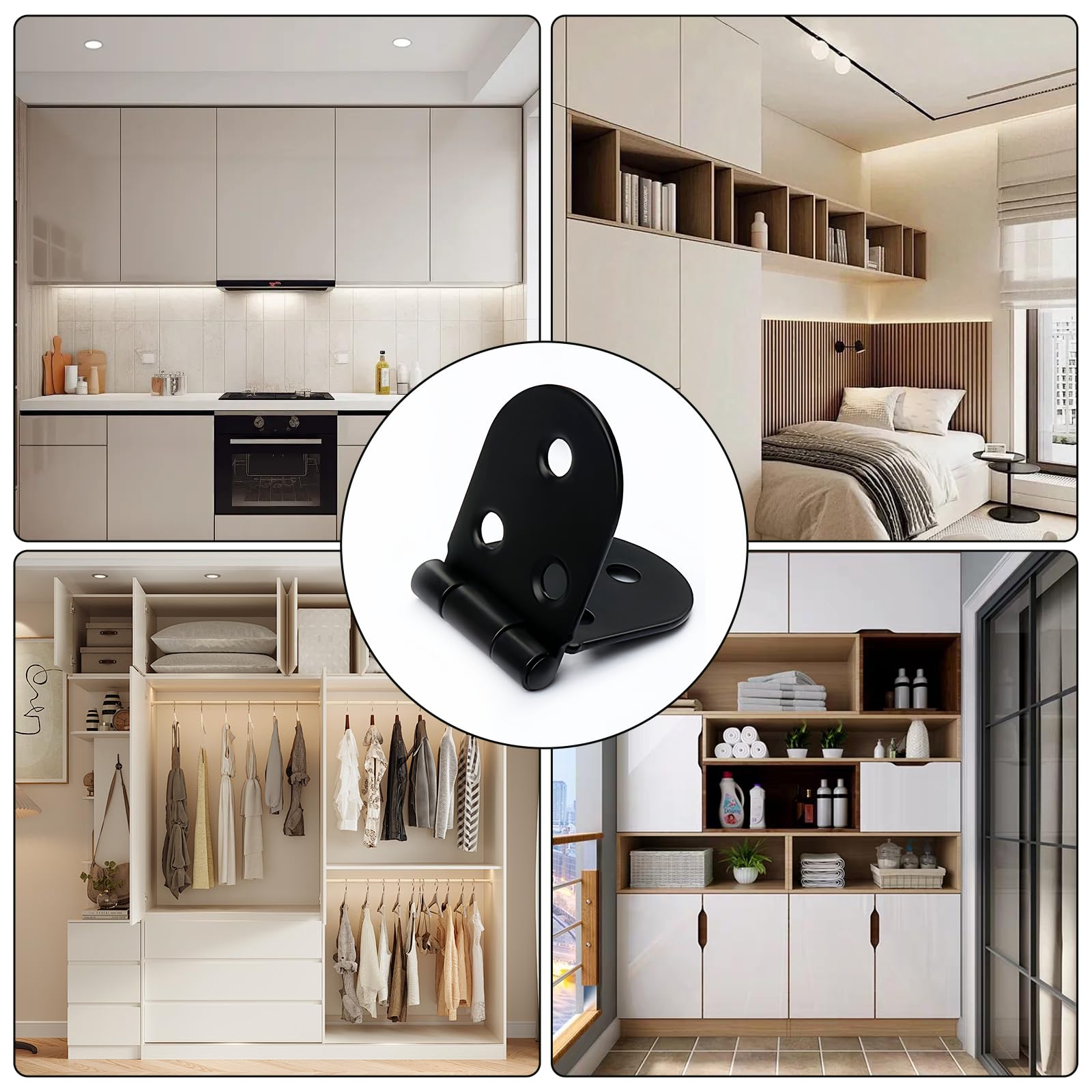 4 bisagras plegables de 180 grados, borde redondo, para muebles, con tornillos para armario