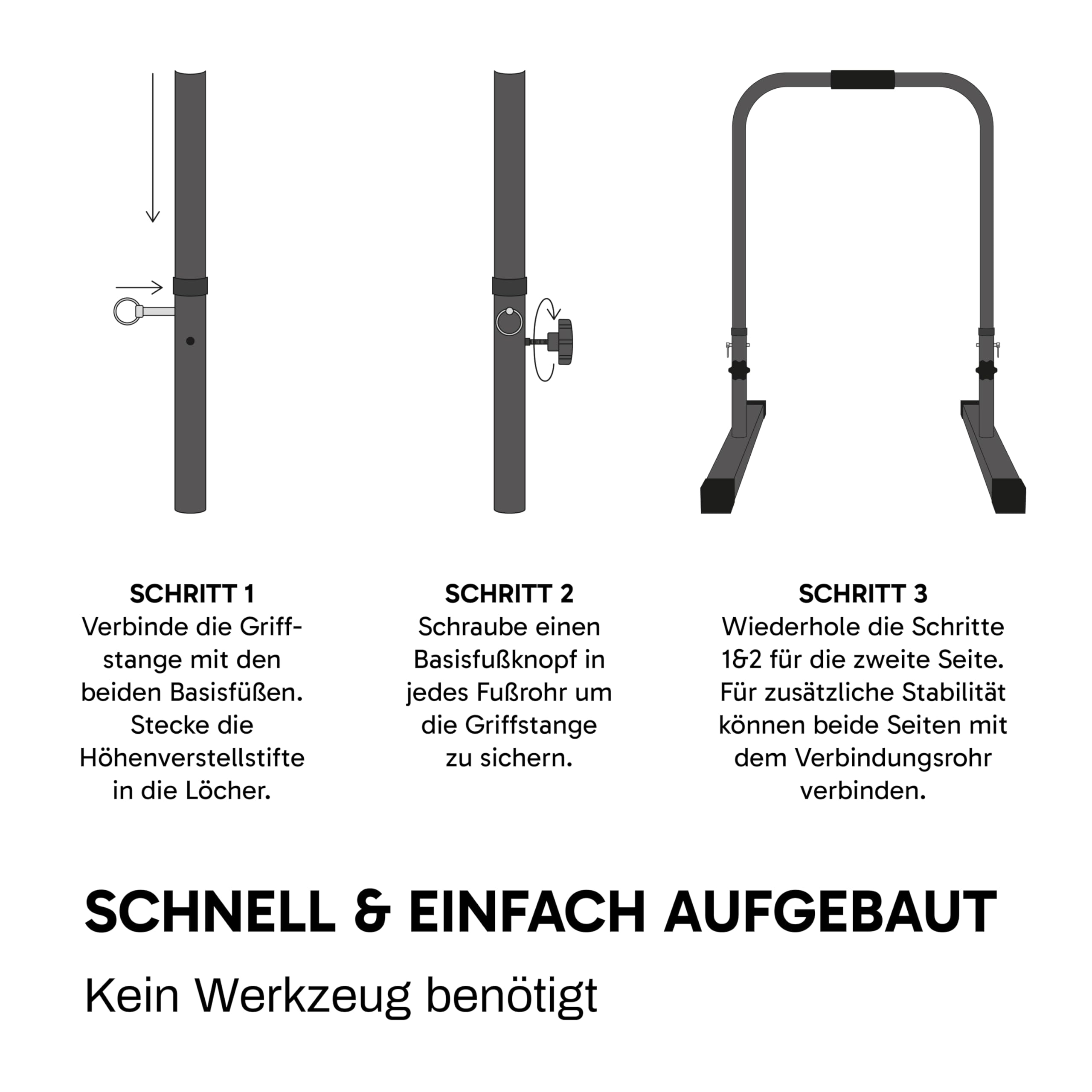 Dip Station Bar Barren – Höhenverstellbar, Breitenverstellbar, bis 200 kg belastbar – mit Verbindungsstück, rutschfest – für Calisthenics, Dips & Krafttraining