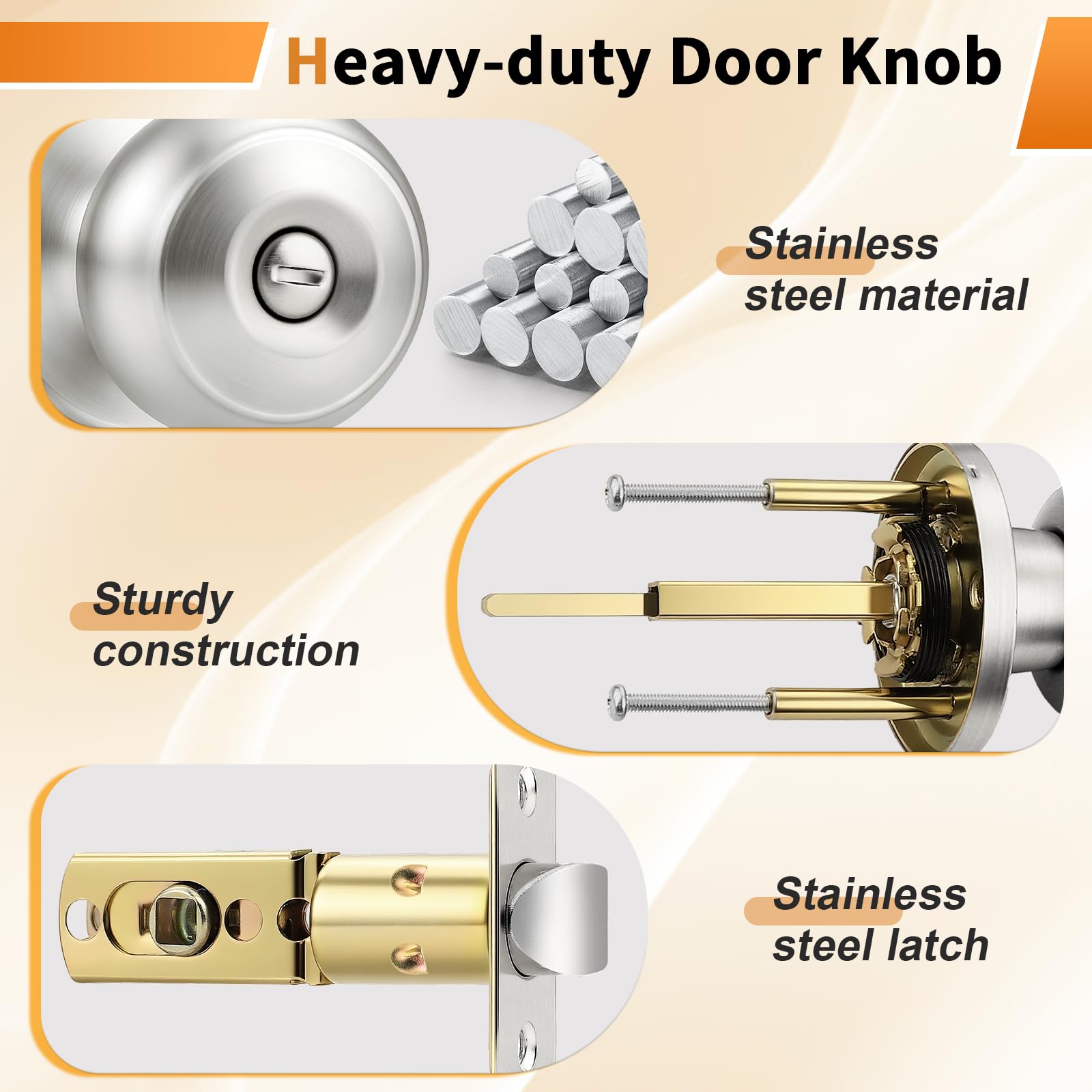 Brushed Nickel Door Knobs - 6 Pack -6