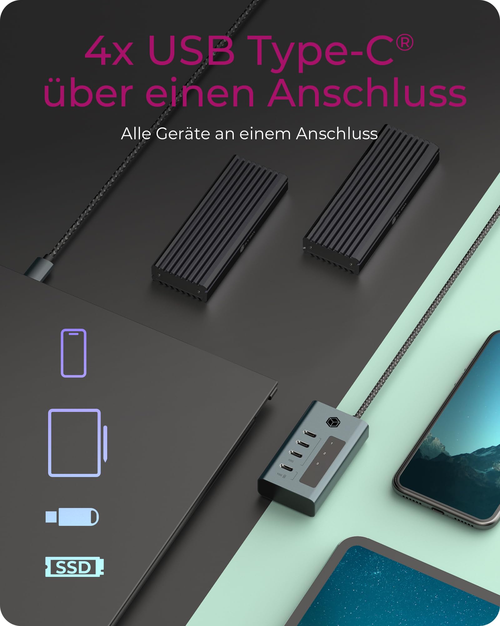ICY BOX Hub USB 3.2 Gen 2 Type-C IB-HUB1454-C31