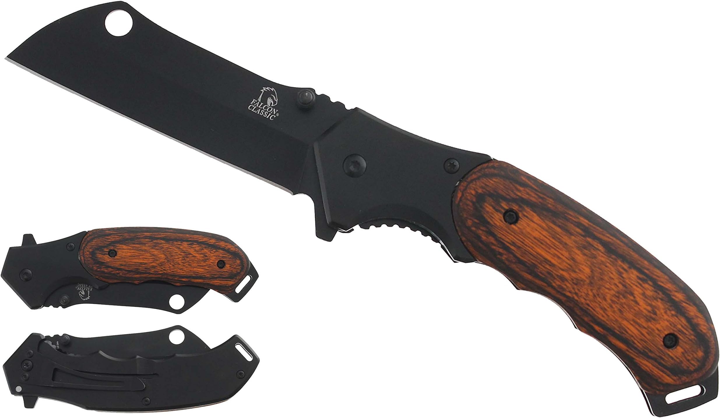 Falcon Classic Cleaver Razor Pocket Folding Knife. for Collection, Gift, EDC for Daily Task Open Box, Cut Ropes