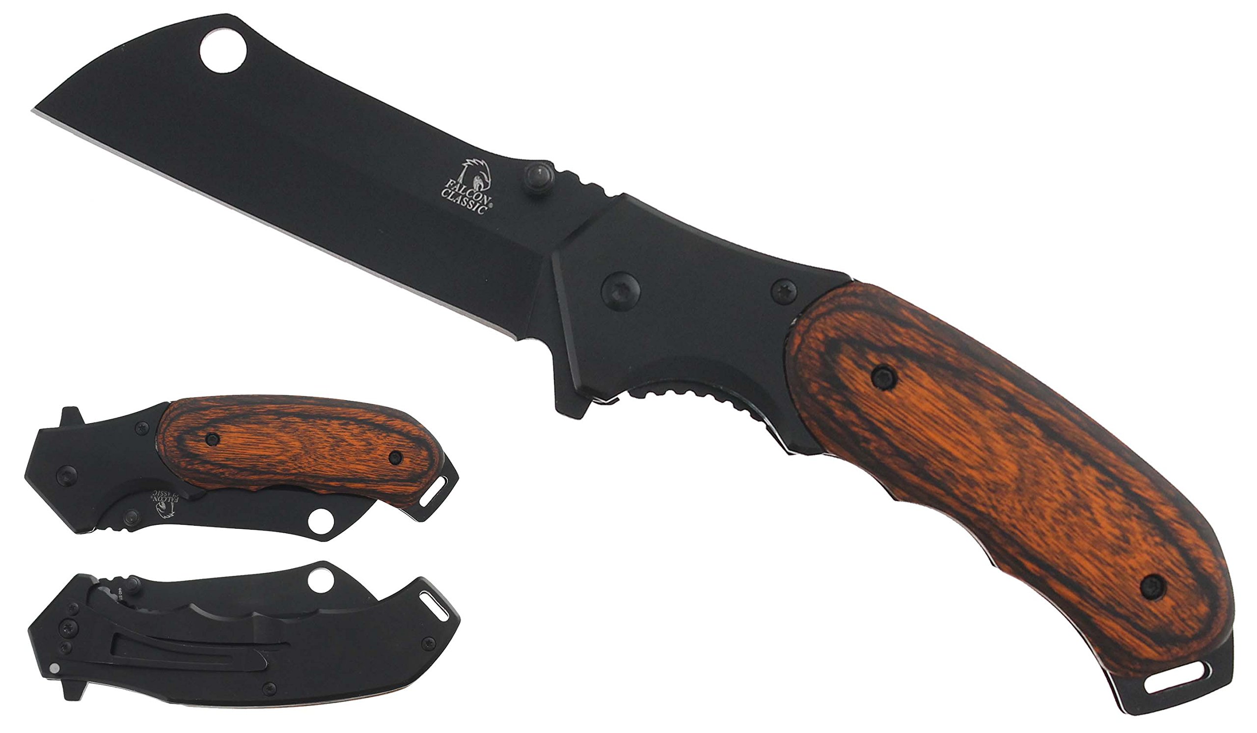 Falcon Classic Cleaver Razor Pocket Folding Knife. for Collection, Gift, EDC for Daily Task Open Box, Cut Ropes