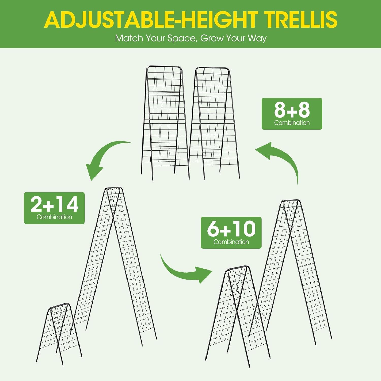 Heavy Duty Cucumber Trellis，50"x17" Adjustable A-Frame Trellis for Climbing Plants ，Metal mesh Design, Rust-Proof and UV-Resistant，Garden Trellis for Cucumber Beans and Vine Type Plants. Black &1Pcs