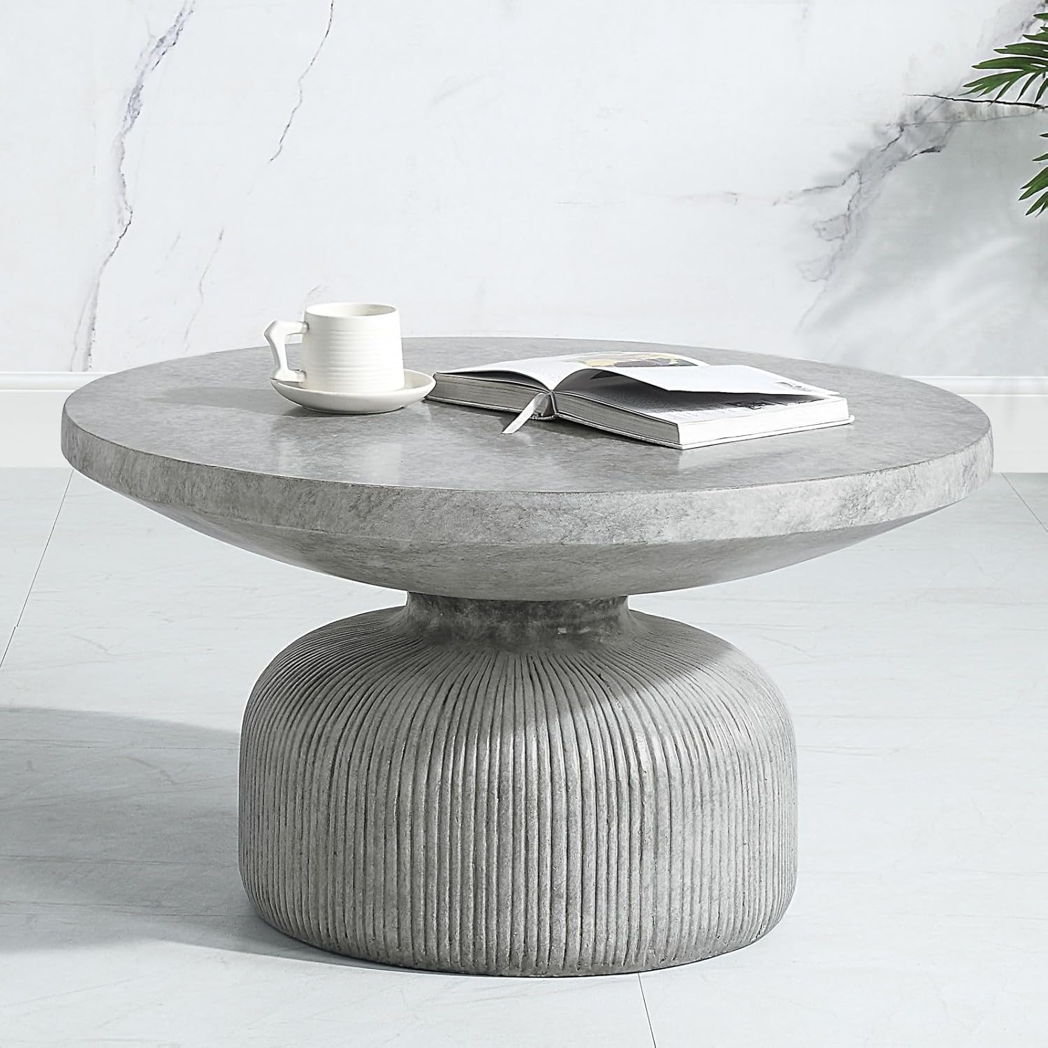 Amazon.com: KEVINSPACE ø30 Round Coffee Table with Weathered Gray ...