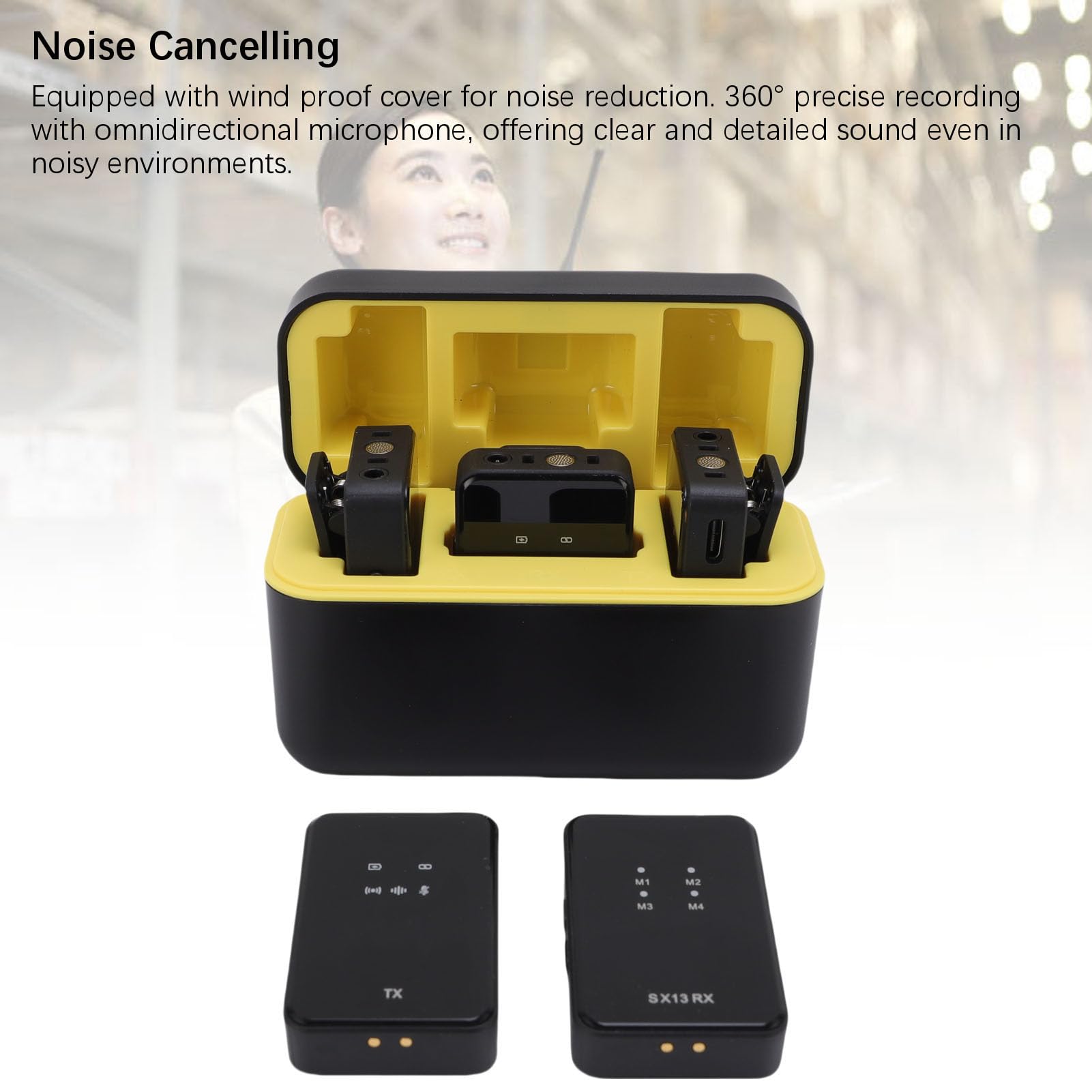 Microfono Wireless da Bavero, Microfono Lavalier Wireless Omnidirezionale con Riduzione del Rumore, Copertura Antivento per Fotocamera, Telefono, Computer, Registrazione di Interviste in
