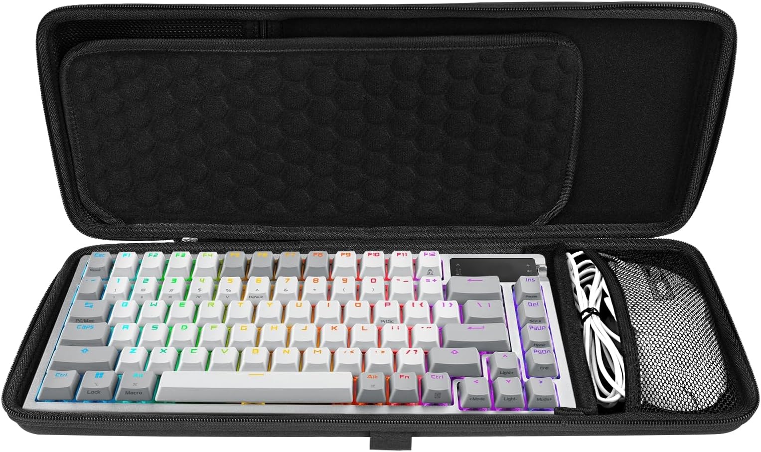 Linkidea Hard Travel Case for Compact 75% Keyboard and Mouse Case, Computer 84 Key Wireless/Wired Keyboard Carrying Case Protective Storage Box Bag, Compatible with ASUS ROG Azoth 75%