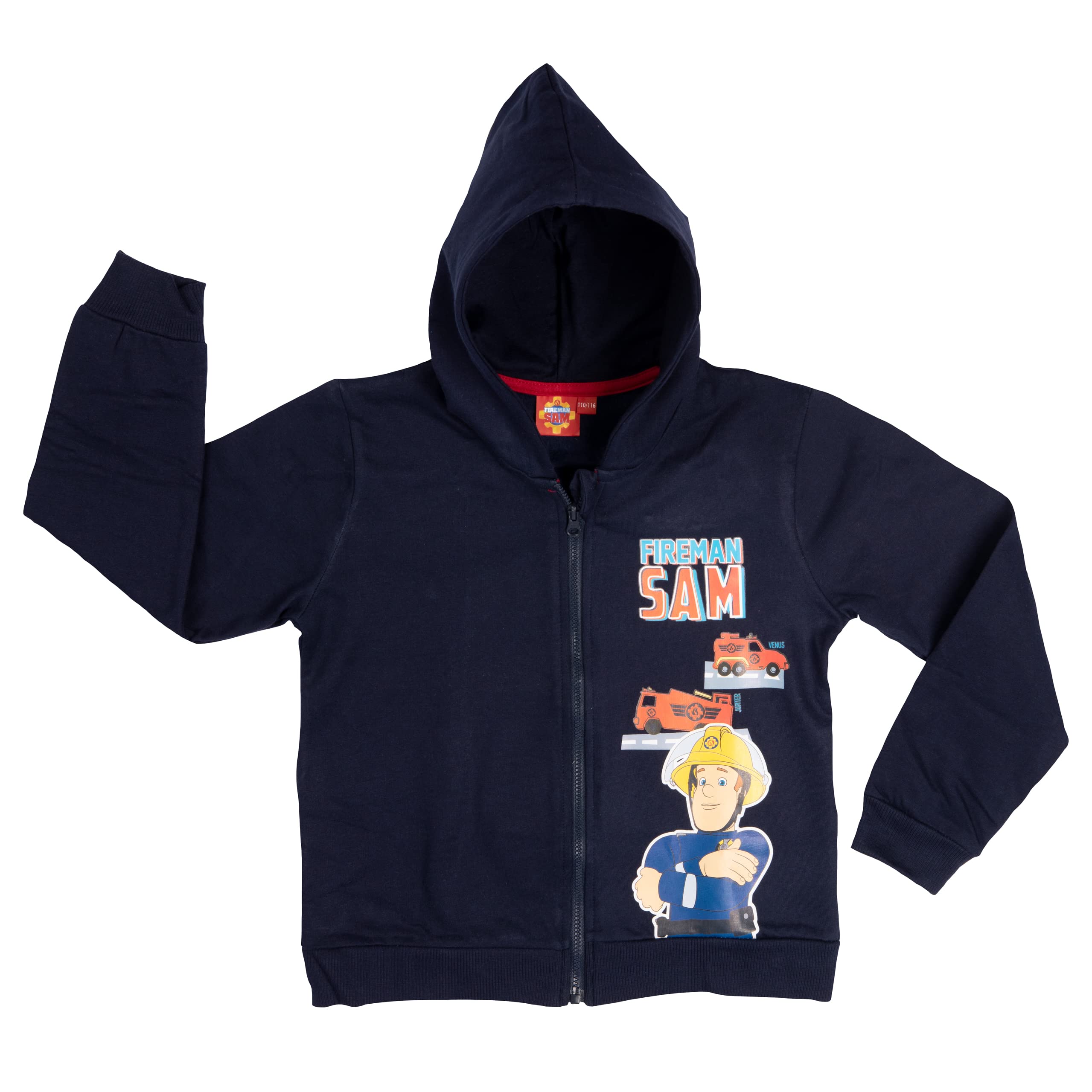 United Labels Fireman Sam Boys Zip Hoodie - Blue, Blue, 110cm-116cm, Blue, 110-116
