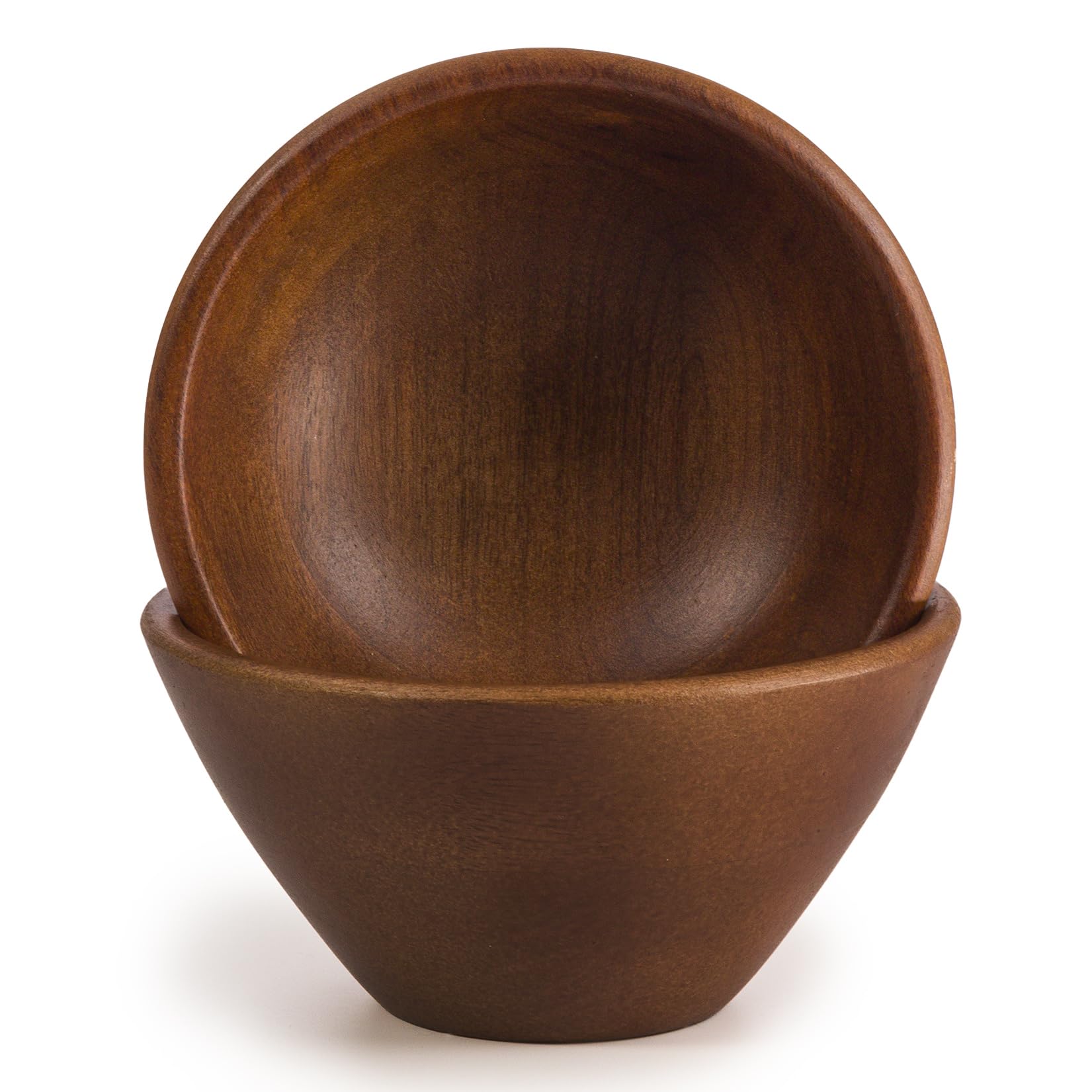 woodluv Cereal Bowls Set of 2, Serving Bowl, Wood Bowl, Salad Serving Bowl, Fruit Bowl, Snacks Serving Dish, 15 cm x 15cm x 7.5cm