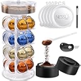 Nessus Vertuo Pods Holder for Nespresso Pods Vertuo, Reusable Pods Kit for Nespresso Vertuo, Refillable Coffee Pods with 100PCS Aluminum Foil Lids, Pod Holder for Nespresso Vertuo Machine
