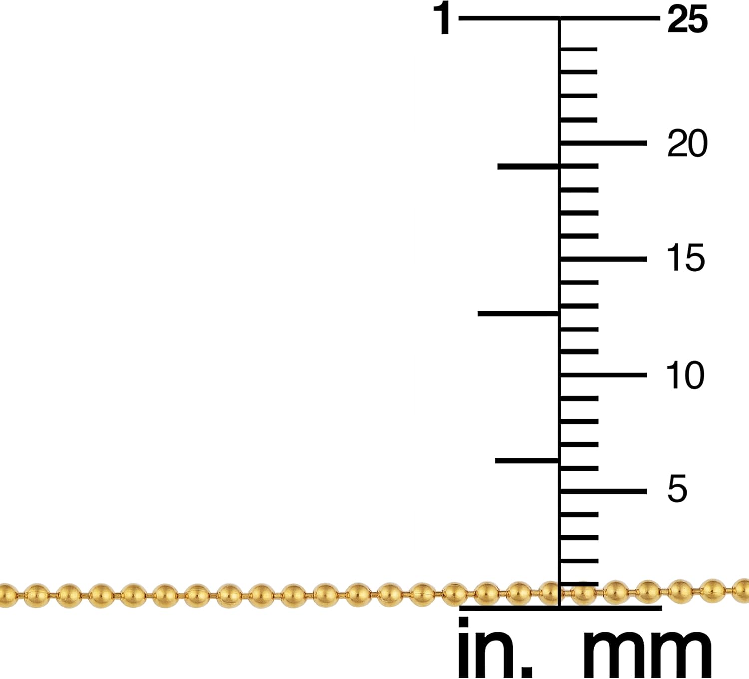 Kooljewelry 14k Yellow Gold 1 mm Shiny Bead Ball Chain Necklace