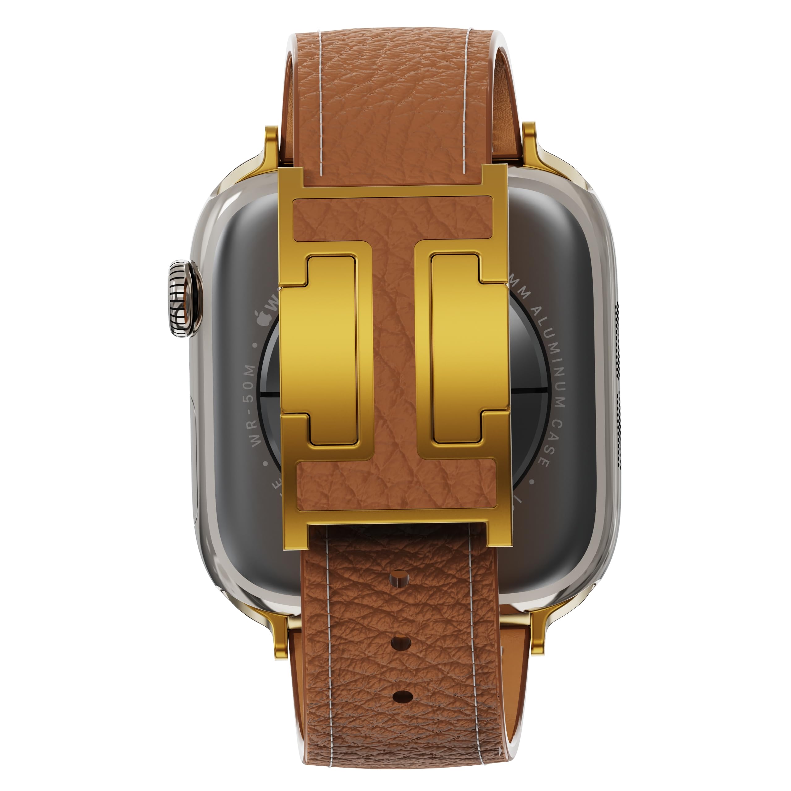 Leather Watch Band with Magnetic Buckle,Dressy Apple Watch Ultra Leather Band Rugged Durable Replacement Strap for Men & Women — view 7