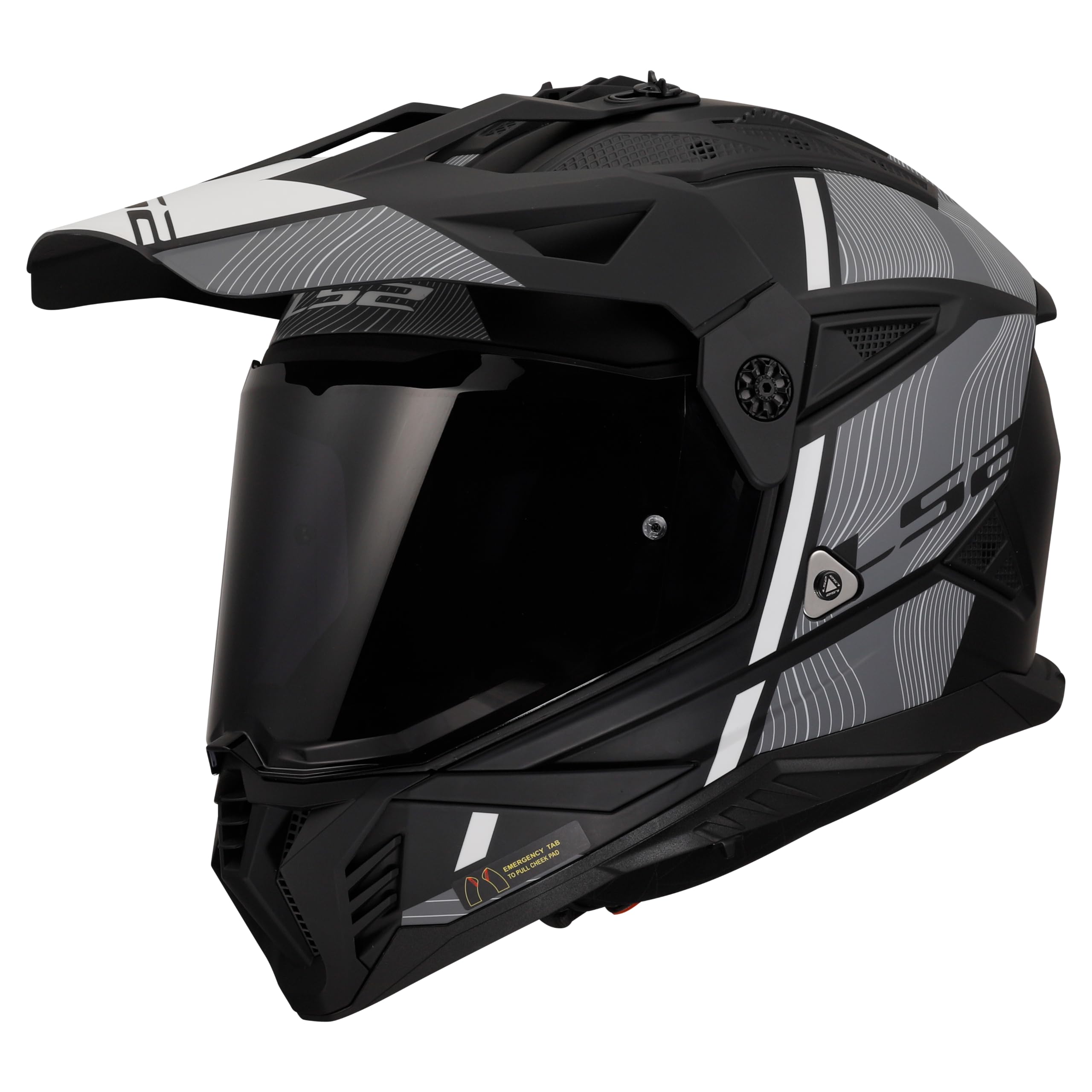 LS2, Casco Moto Cross PIONEER II HILL Matt Black White, XL