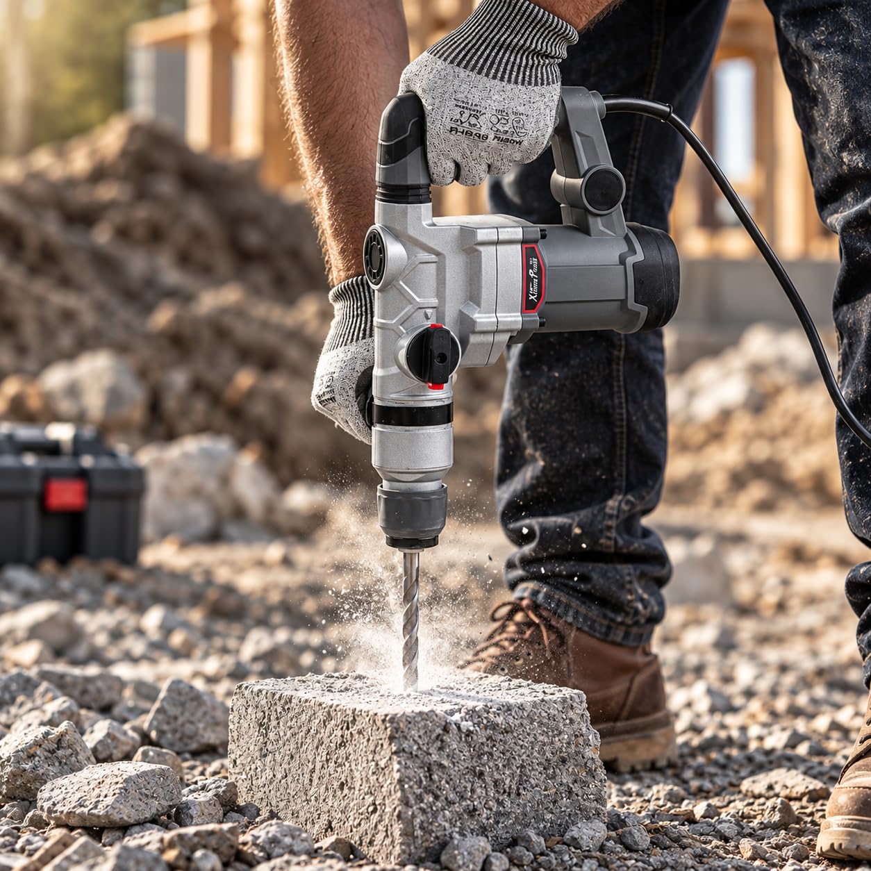 XtremepowerUS 1200W Rotary Hammer - Demolish & Drill! -5