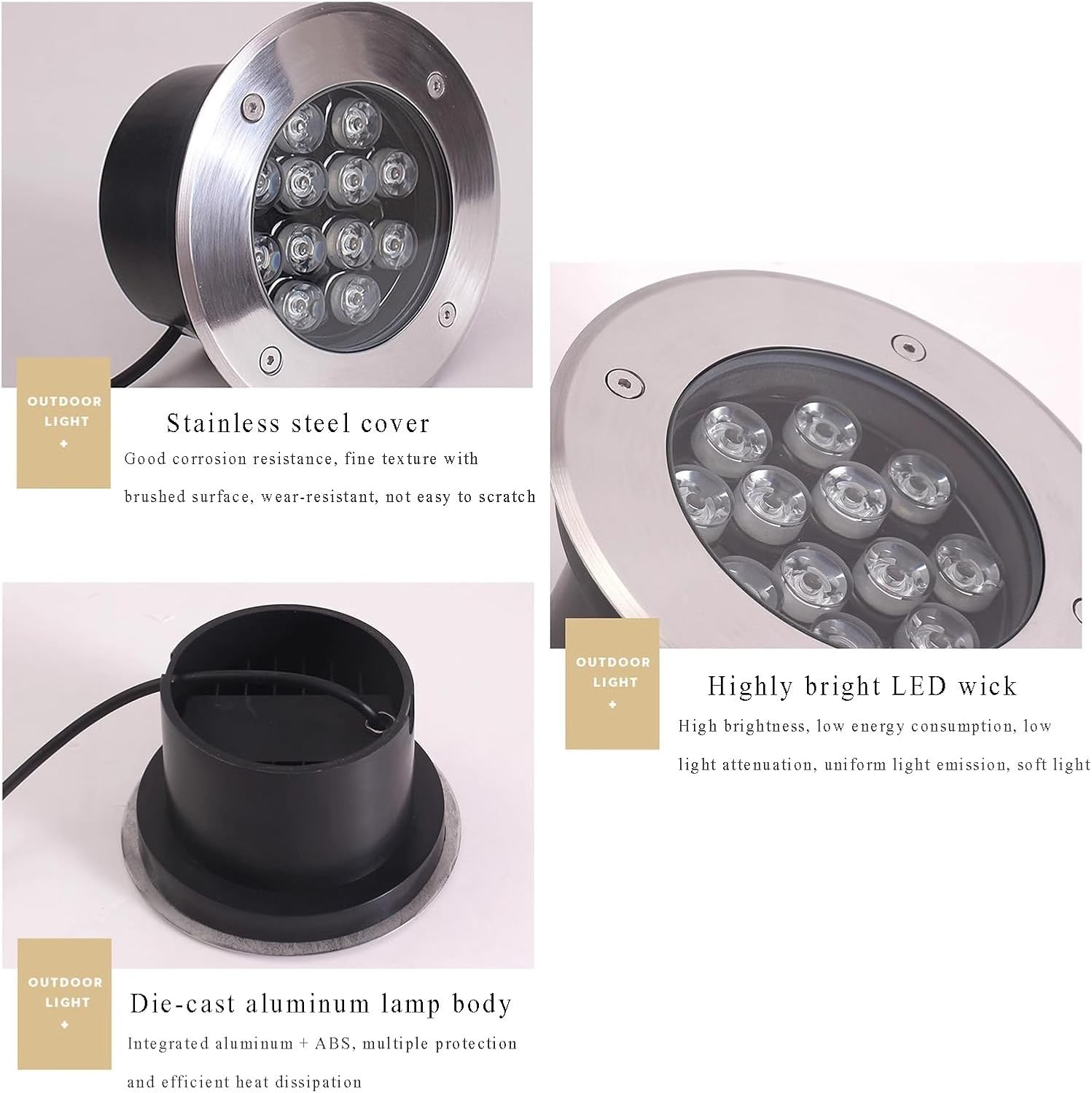 Outdoor In-ground Light LED Underground Lamp IP66 Waterproof AC85-265V Embedded Spotlight for Garden Path Step Deck Landscape Light