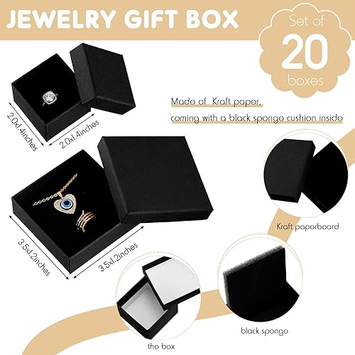 Miniatura 2 de Paquete de 20 cajas de cartón para joyería cajas de regalo para aretes caja de regalo con tapas y relleno de espuma para pulseras collares anillos 2
