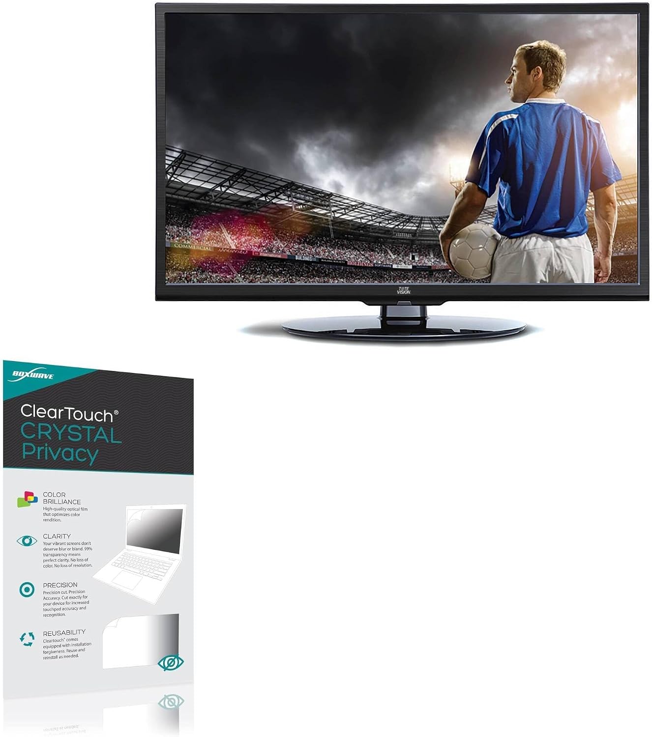 BoxWave Screen Protector Compatible With ToteVision LED-3212HDT - ClearTouch Crystal Privacy (2-Pack), Privacy Screen Protector Flexible Film Clear