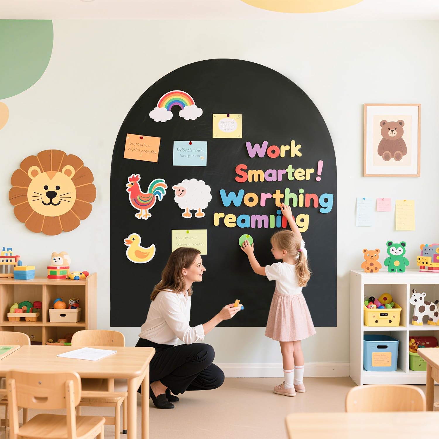 Magnetic Wall Decal Arch 40x32 inch Magnet Wall for Kids Chalkboard Adhesive Blackboard Magnetic Wallpaper Chalk Board Magnetic Wall Decal for Kids Playroom for Home Playroom Classroom Black