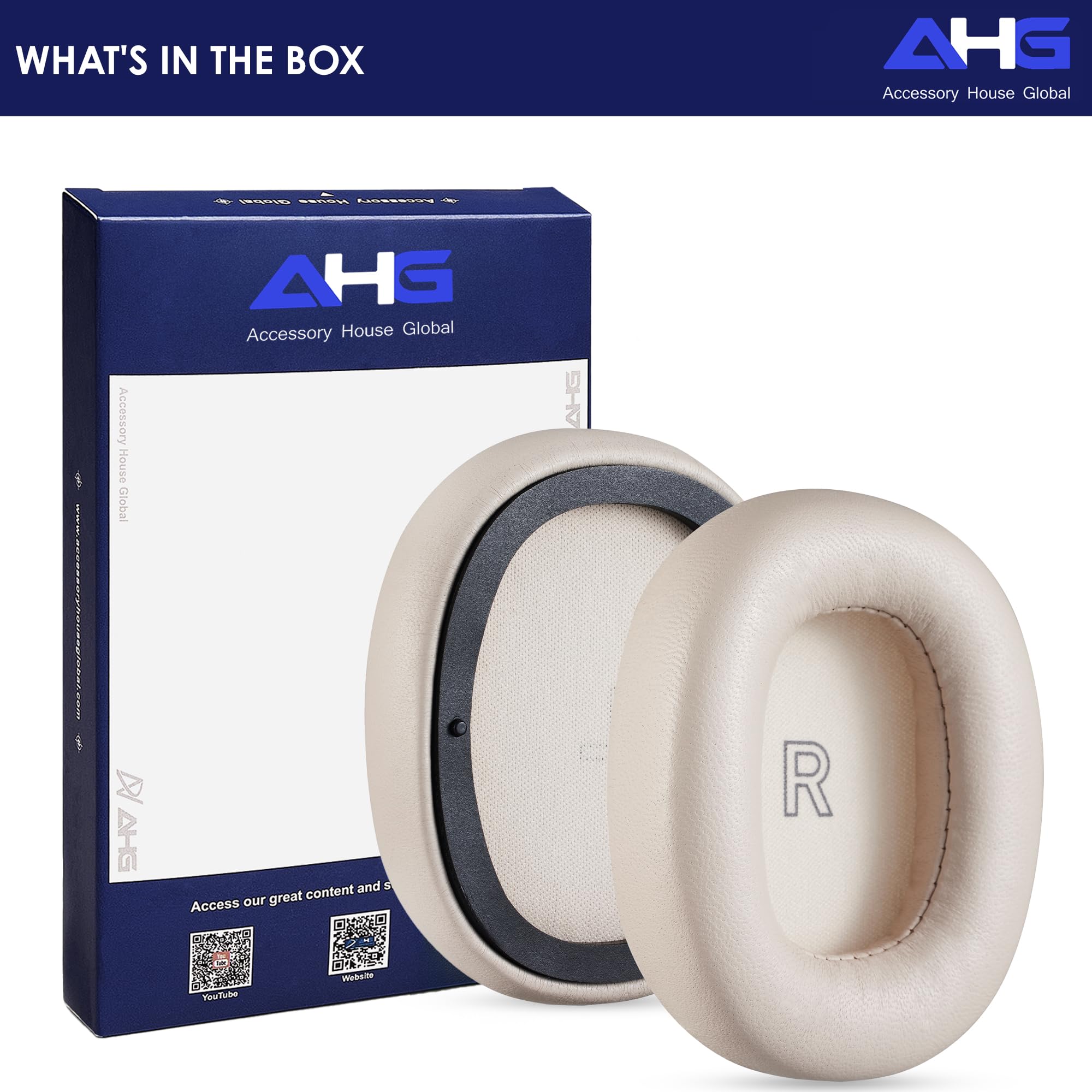 AHG Accessory House Global Coussinets de rechange pour casque Beoplay H95 Bang & Olufsen Beoplay H95 (doré). Cuir peau de mouton/mousse haute densité/aimant puissant