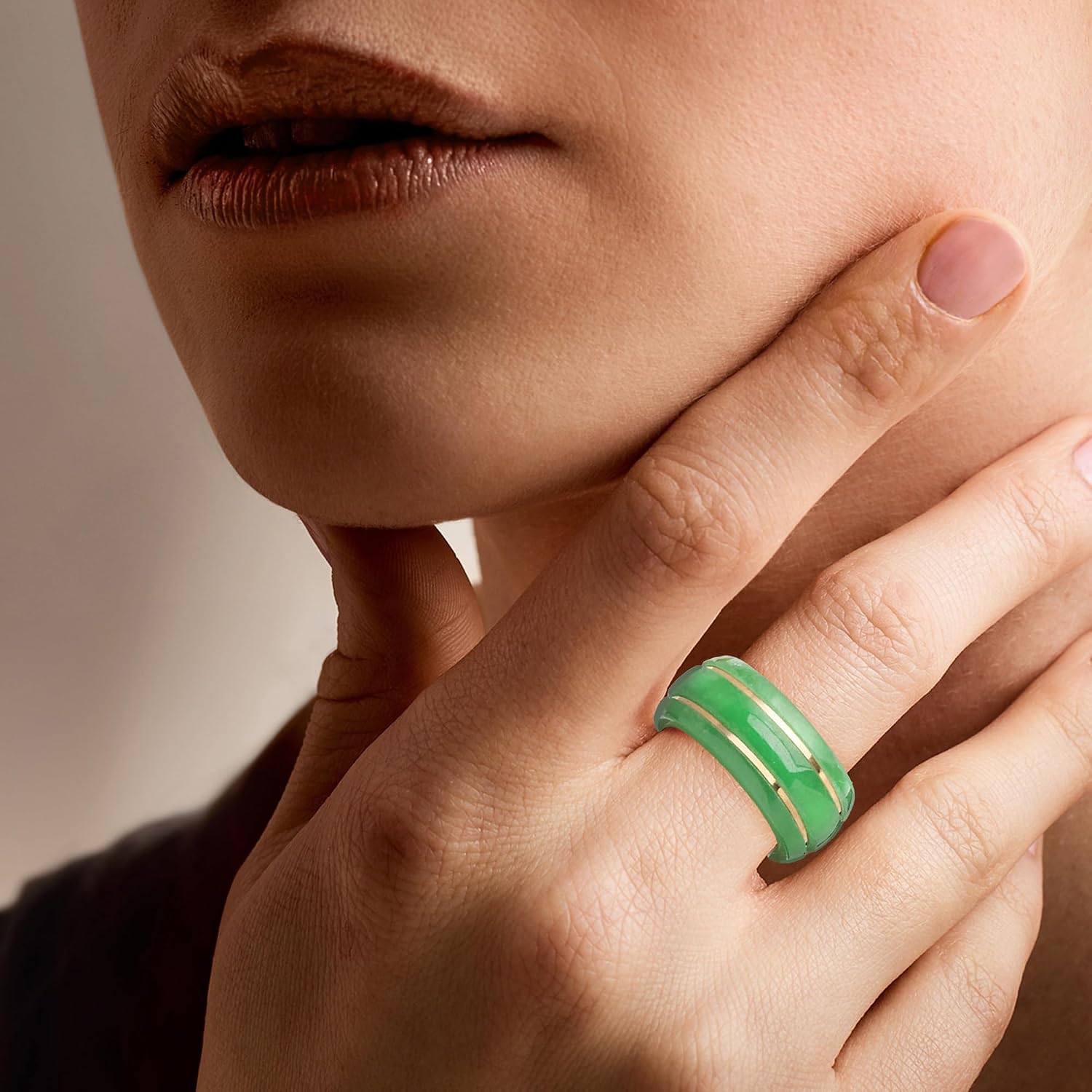 Ross-Simons Jade Ring With 14kt Yellow Gold