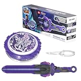 Battling Toys&comma; Battle Set for 8-12 with Spinning Top Sword Launcher&comma; Metal Battling Game Toys for Boys and Girls Age 5&plus;&comma; Dream World Magic Dragon&comma; Lightning Purple