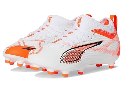 PUMA Kids Ultra 5 Match Firm Ground/Artificial Ground (Little Kid/Big Kid) Kids Shoes PUMA White/PUMA Black/Glowing Red : 6.5 Big Kid M