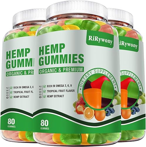 RiRywony Health Gomitas de cáñamo (3 paquetes), gomitas comestibles de alta potencia, extra fuerte, concentración del estado de ánimo, calma y