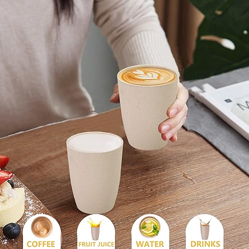 Miniatura 7 de Numkey Vasos de paja de trigo de 12 onzas, 2 vasos de plástico, reutilizables, irrompibles, aptos para lavavajillas, sin BPA, para cocina,