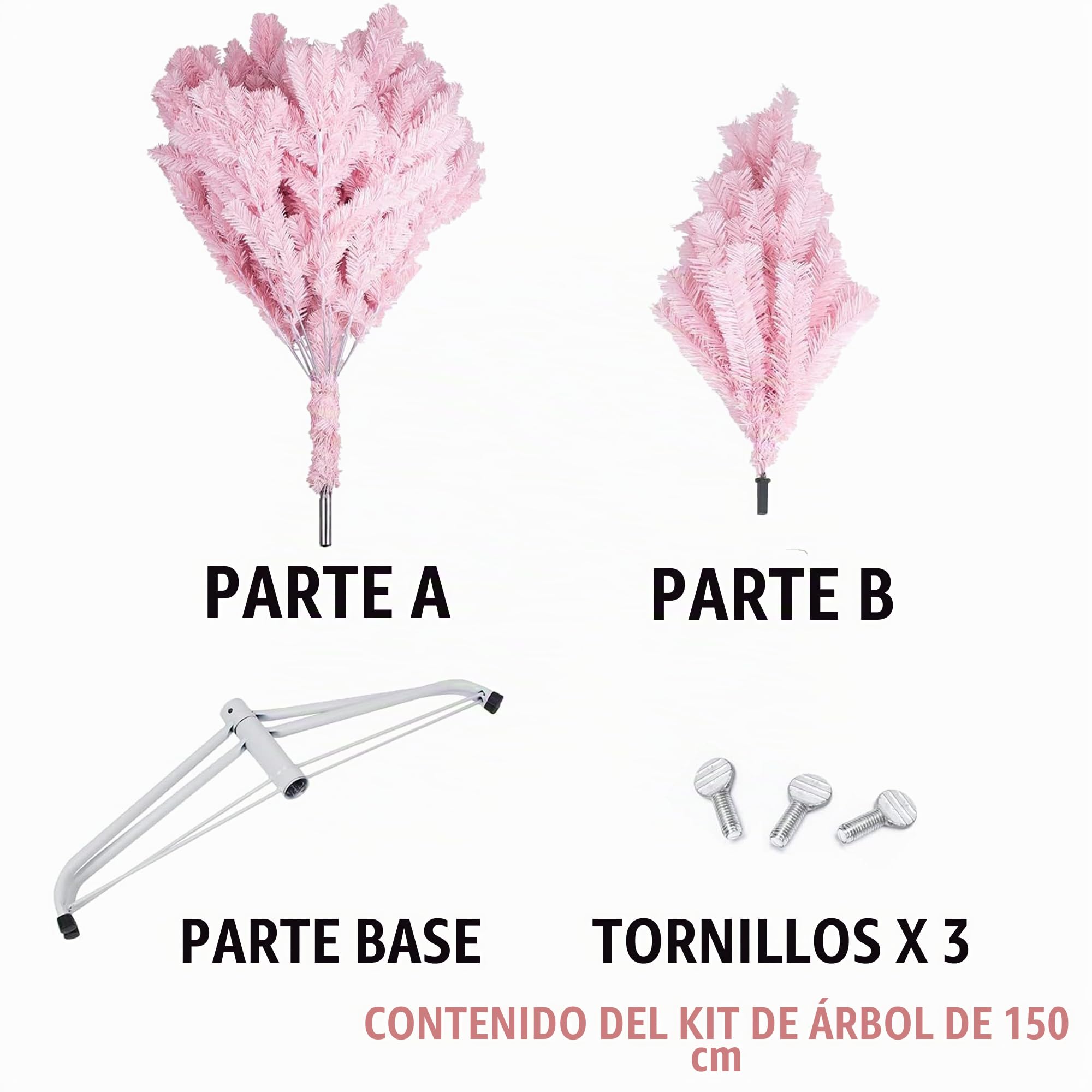 Carnavalife Arbol de Navidad, arbol Navidad Blanco 180cm, arbol de Navidad Plegable 120cm/150cm/180cm, Navidad Invierno Fiesta (Rosa, 180cm-600Tips)