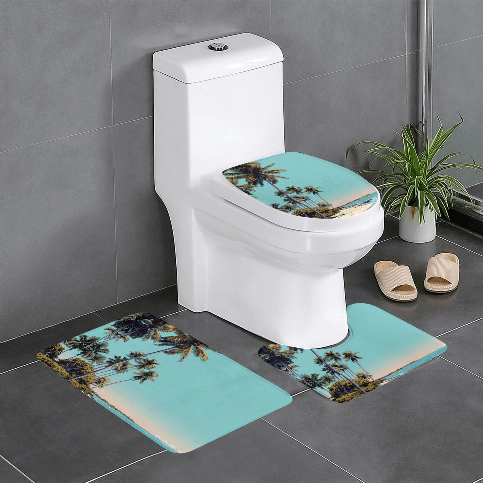 Tapis de salle de bain antidérapants WHJDPP lot de 3 pour toilettes et baignoire