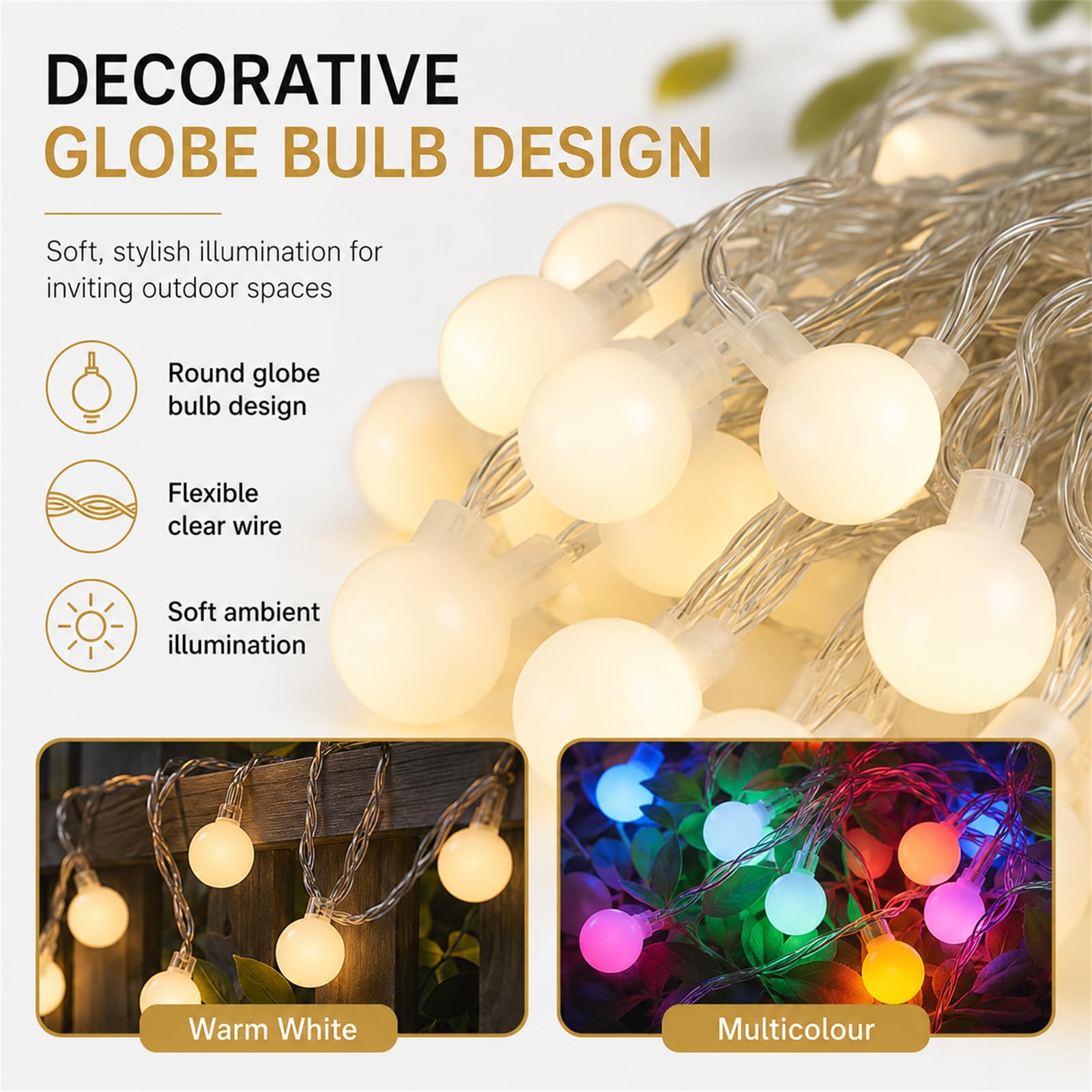 Solar Lichterkette Außen Kugelförmig aus Kupferdraht, mit Fernbedienung 8 Lichtmodi, IP65 Wasserdicht Auto Ein/Aus, Deko für Garten Balkon Terrasse Weihnachten Party (Weiß,52m/400LED)