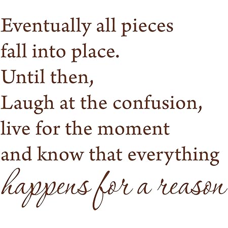Amazon Com 棕色18 英吋x 22 英吋eventually All Pieces Fall Into Place 勵志名言和語錄乙烯基牆面藝術家居裝飾貼紙 家居裝修