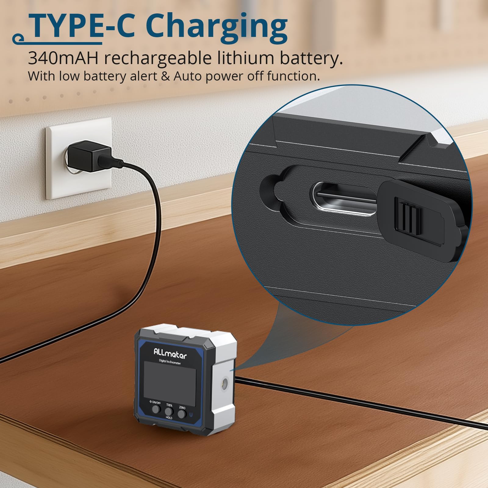 4 * 90° Niveau Electronique Rechargeable Inclinomètre Numérique avec Fonction Laser Vert Étanche IP54 Écran LCD et 4 Faces Magnétique Pour Travail du Bois Bricoleur Automobile