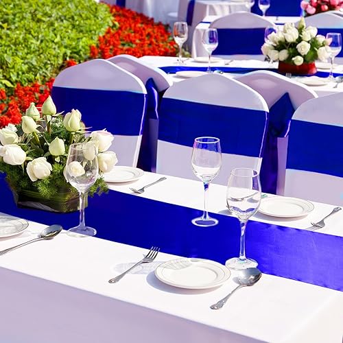 Miniatura 22 de Bencailor 24 caminos de mesa de satén a granel de 12 x 108 pulgadas de largo, mantel de tela suave brillante para banquete de boda, cumpleaños