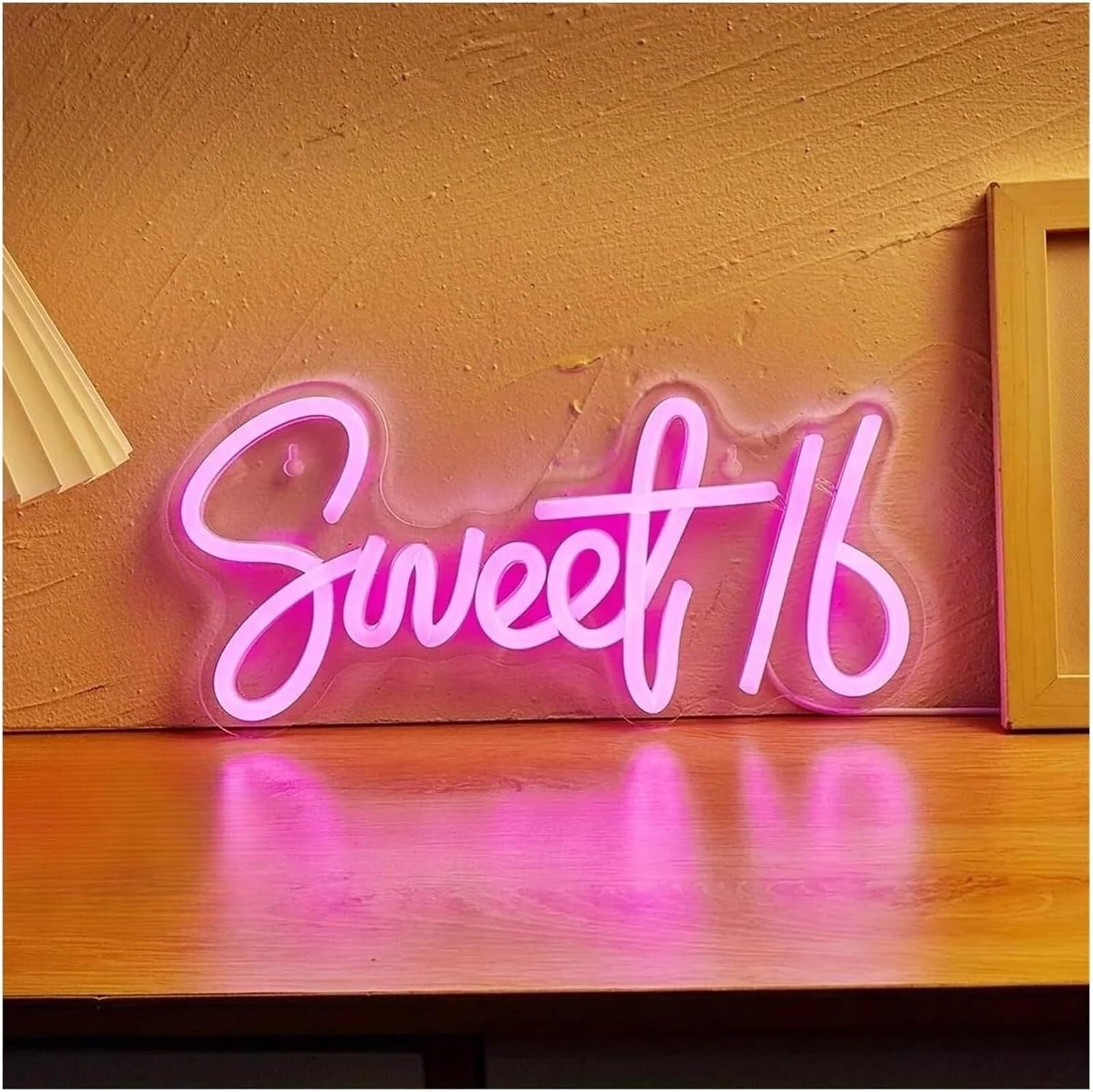LED Lampada al neon Insegna luminosa al per neon da 16" con atmosfera rilassante per il 16° compleanno,luce per rosa, alimentata