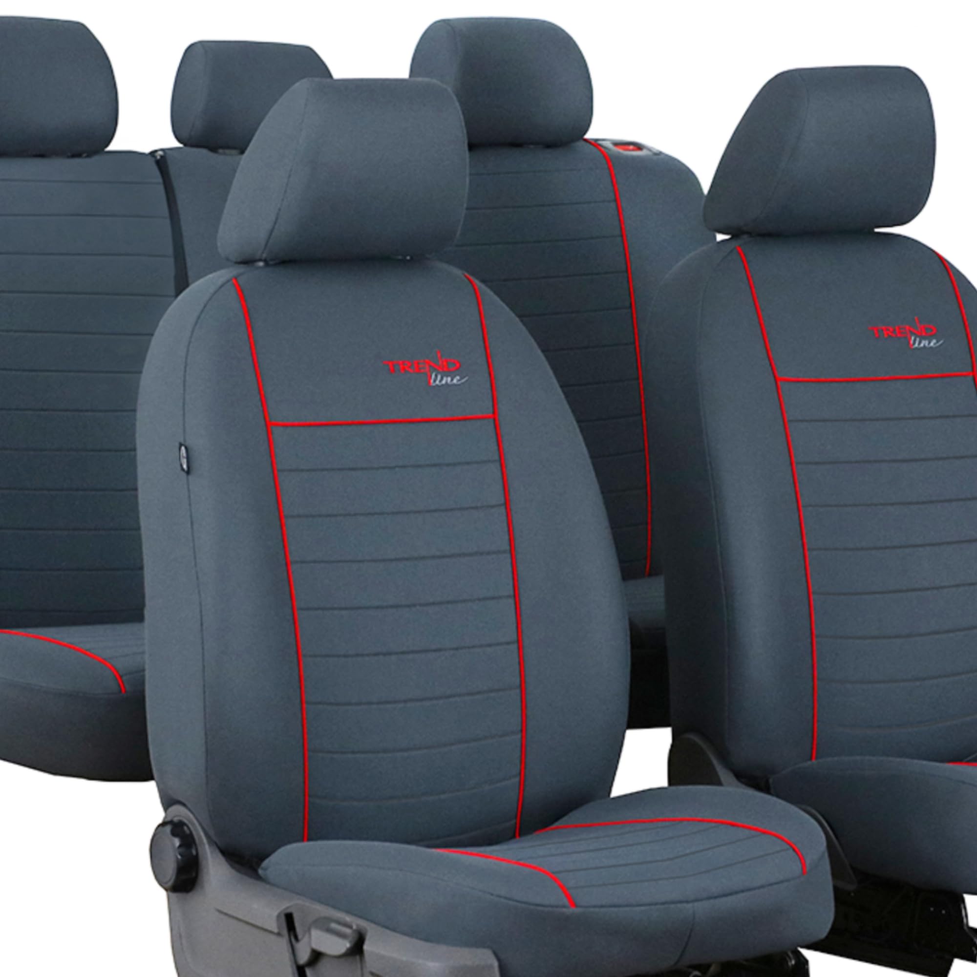 Moltico Coprisedili Auto 2+3 - Set Coprisedili Auto Universale - Tre Strati Copri Sedili per Auto con Zip - Set Coprisedili - Coprisedile Auto Anteriore e Posteriore - Coprisedile Grafite Rosso